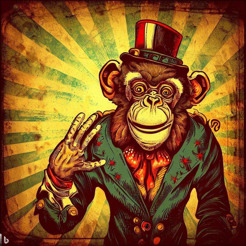 Vintage Steampunk Circus Monkey-Circus Animals #01